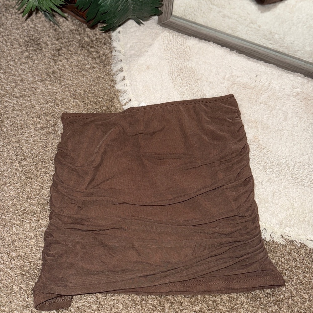 brown tight synched skirt